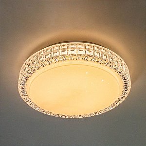 Lustre Plafon LED Sagitta 24W 40cm Céu Estrelado Acrílico Branco Quente 3000K Bivolt