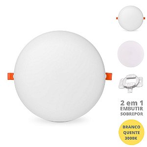 Painel 25W LED Borda Infinita Redondo 2 em 1 Branco Quente 3000K Bivolt