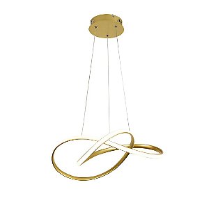 Lustre Pendente Moderno Infinity LED 50W Dourado 4000K Branco Neutro Bivolt