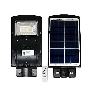 Luminária Pública 50W LED Solar Poste Sensor e Fotocelula Branco Frio IP66