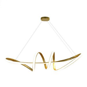 Lustre Pendente LED 36W Espiral Arcturo Moderno Dourado 3000K Bivolt