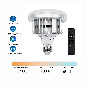 Lâmpada LED 50W Multicor Softbox Controle Remoto E27 Bivolt