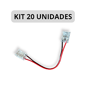 KIT 20 Conector Emenda FIta LED 10mm Rabicho Duplo 12V 24V 110V 220V