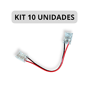 KIT 10 Conector Emenda FIta LED 10mm Rabicho Duplo 12V 24V 110V 220V