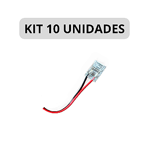 KIT 10 Conector Rabicho Engate Rapido Fita LED 10mm 12V 24V 110V 220V