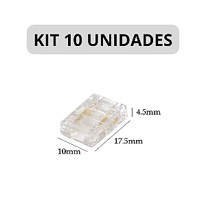 KIT 10 Emenda Reta Fita LED 10mm 12V 24V 110V 220V
