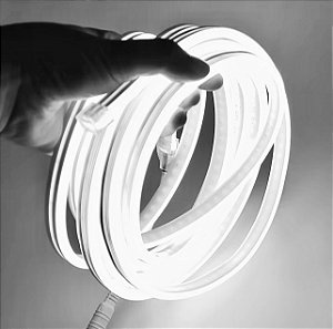 KIT 1 a 10 Metros Mangueira Fita LED Neon Flex Branco Frio 6500K + Rabicho