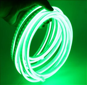 KIT 1 a 10 Metros Mangueira Fita LED Neon Flex Verde + Rabicho