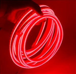 KIT 1 a 10 Metros Mangueira Fita LED Neon Flex Vermelho + Rabicho