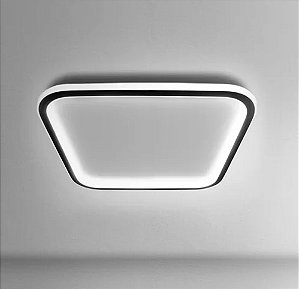 Lustre Plafon LED 32W Telaio 40x40 Quadrado Preto 6500K Bivolt