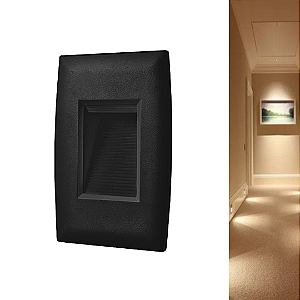 Balizador LED 2W Step Embutir Vertical 4X2 Preto 3000K Bivolt