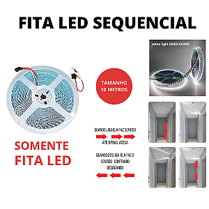 Fita LED 3528 120 LED’s 10 Metros Sequencial 24V Branco Frio 6500K