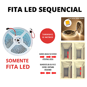 Fita LED 3528 120 LED’s 10 Metros Sequencial 24V Branco Quente 3000K