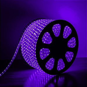 Mangueira  Fita 120 LED Roxa 100 Metros Achatada 127V IP66 + 4 Rabicho