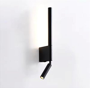 Arandela LED 7W Duplo Interruptor Foco e Luz Difusa Preta 3000K Bivolt