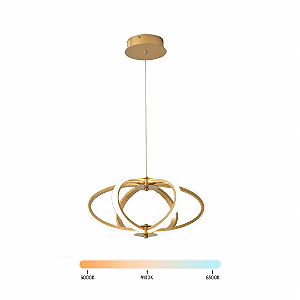 Lustre Pendente Moderno Oval LED 36W Dourado Multicor Bivolt