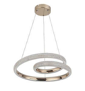 Lustre Pendente LED 40W Lupi Infinity Cristal Dourado 4000K Bivolt