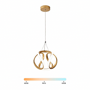 Lustre Pendente LED 35W Mini Curvas Dourado Multicor Bivolt