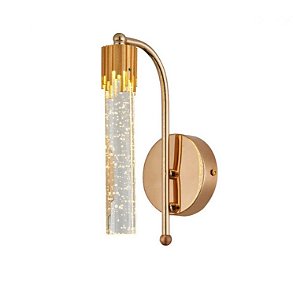 Arandela LED 5W Tubo Chuva Cristal Dourado 3000K Bivolt