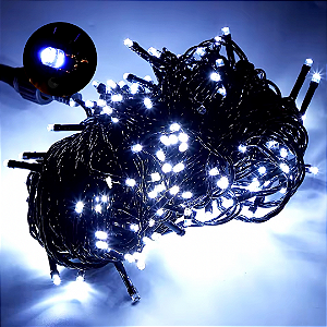 Pisca LED Natal Strobo 100 Lâmpadas IP44 10 Metros Branco Frio 220V