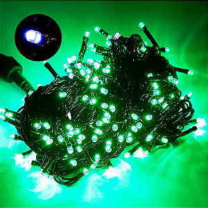Pisca LED Natal Strobo 100 Lâmpadas IP44 10 Metros Verde 220V