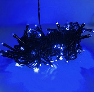 Pisca LED Natal Fixo 100 Lâmpadas IP44 10 Metros Azul