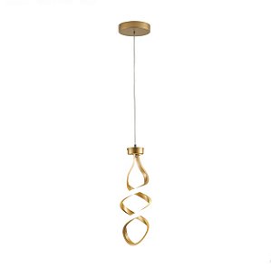 Lustre Pendente LED 20W 37cm Moderno Espiral Dourado 4000K Bivolt