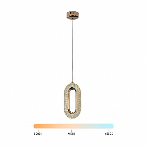 Lustre Pendente LED 3W Oval Acrílico Dourado Multicor Bivolt