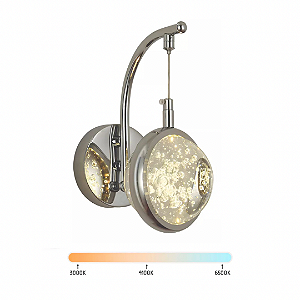 Arandela LED Parede 7W Saturno Globo Bolha Prata 3000K Bivolt