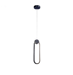 Lustre Pendente LED 15W Moderno 38cm Metal Preto 3000K Bivolt