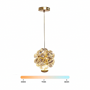 Lustre Pendente LED 10W Pétala Flor Dourado Multicor Bivolt