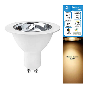 Lâmpada LED 4.8W AR70 GU10 Branco Quente 3000K Bivolt