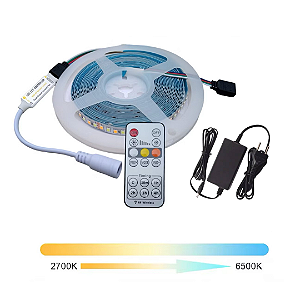 KIT Fita LED 3528 180 LED’s 18W 12V 5 Metros IP20 Multicor CCT + Fonte