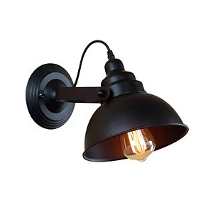 Arandela Parede Retrô Chapéu E27 20cm Direcional Preto Bivolt