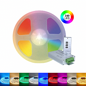 Fita LED 3528 240 LED's RGB Colorida 20W 5 Metros IP20 12V RF