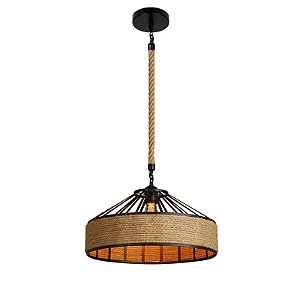 Lustre Pendente Corda Sisal 30cm Retro E27 Bivolt