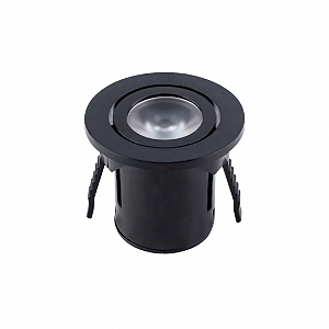 Mini Spot LED 1W Móvel Redondo Direcionável Preto 3000K Bivolt