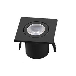 Mini Spot LED 1W Móvel Quadrado Direcionável Preto 3000K Bivolt