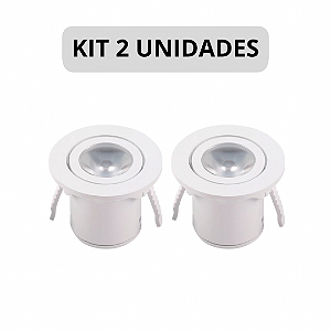 KIT 2 Mini Spot LED 1W Móvel Redondo Direcionável Branco 3000K Bivolt