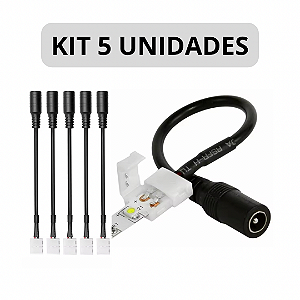 KIT 5 Engate Rápido Fita LED 8mm Plug P4 Fêmea 12V 24V