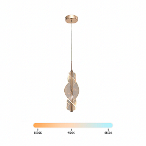 Lustre Pendente LED 5W Espiral Infinity Dourado Acrílico Multicor Bivolt