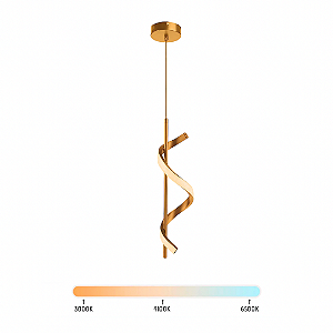 Lustre Pendente LED 15W Espiral Moderno Dourado Multicor Bivolt