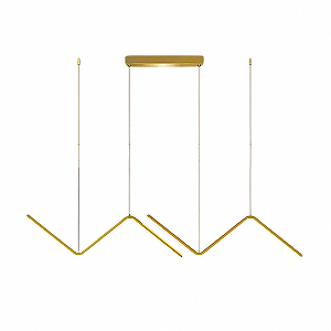 Lustre Pendente LED 23W Zig Zag 90cm Dourado 3000K Bivolt