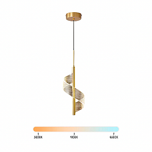 Lustre Pendente LED 5W Espiral Dourado Acrílico Multicor Bivolt