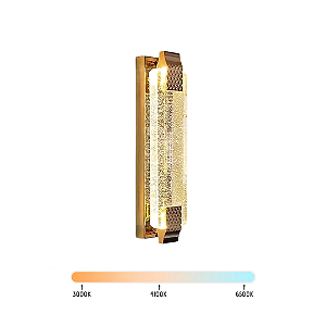 Arandela LED 12W Barra Cristal 40cm Parede Dourado Multicor Bivolt