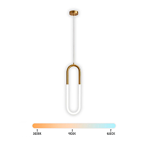 Lustre Pendente LED 10W Oval Neon 40cm Dourado Multicor Bivolt