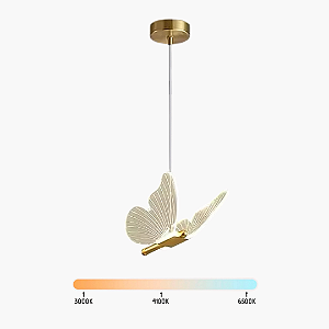 Lustre Pendente LED 5W Borboleta Mini Dourado Acrílico Multicor Bivolt
