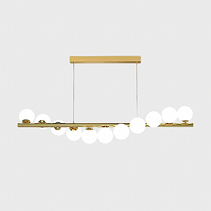 Lustre Pendente Jabuticaba 11 Globos Vidro Espiral 120cm Dourado Bivolt