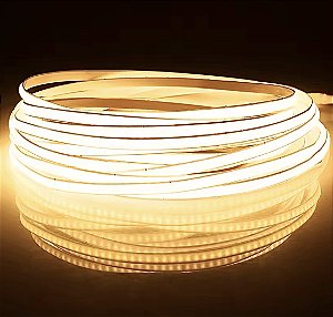 Fita LED COB 5mm 10W 320 LED’s 12V IP20 5 Metros Branco Quente 3000K