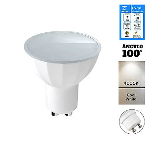 Lâmpada LED 7W MR16 100º Facho de Luz GU10 4000K Branco Neutro Bivolt